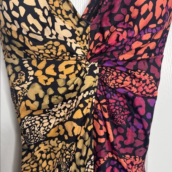 Johnny Was Two-Tone Cheetah Print One-Piece Swimsuit size Small NWOT Beachy - Picture 3 of 6